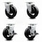 Service Caster 5 Inch Rubber on Cast Iron Swivel Caster Set with Roller Bearings 2 Brakes SCC-20S520-RSR-2-TLB-2 - alternate 1